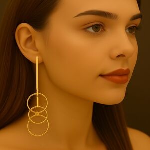 Textured Gold Triple Hoop Earrings – Vertical Bar Drop Dangle Earrings for Women